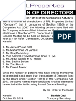 Election of Directors: Notice Under Section 159 (4) of The Companies Act, 2017