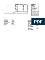 Ingredients Quantity Unit Unit Per Price Amount Packaging: Total 702