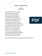 Paper 1: Poetry & Prose: Example Poetry Essay CIE 0475