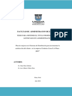 Plan de Mejora en El Sistema de Distribución para Incrementar La Satisfacción Del Cliente en La Empresa Ceramica LIma S.A.