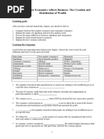 Chapter 2: How Economics Affects Business: The Creation and Distribution of Wealth