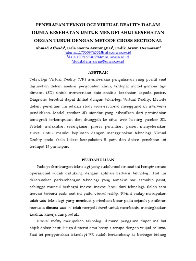 Penerapan Teknologi Virtual Reality Dalam Dunia Kesehatan Untuk ...