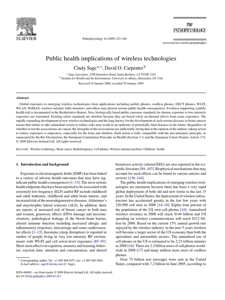 Public Health Implications of Wireless Technologies | PDF | Stress ...