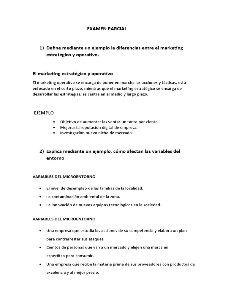 Examen Parcial de Marketing UPC | PDF | Producto (Negocio) | Marketing