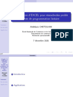 Utilisation d'EXCEL Pour Résoudredes Problè Mes de Programmation Linéaire