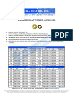 Hardened Flat Washer, Astm F436: Size O.D. I.D. Thickness Size O.D. I.D. Thickness