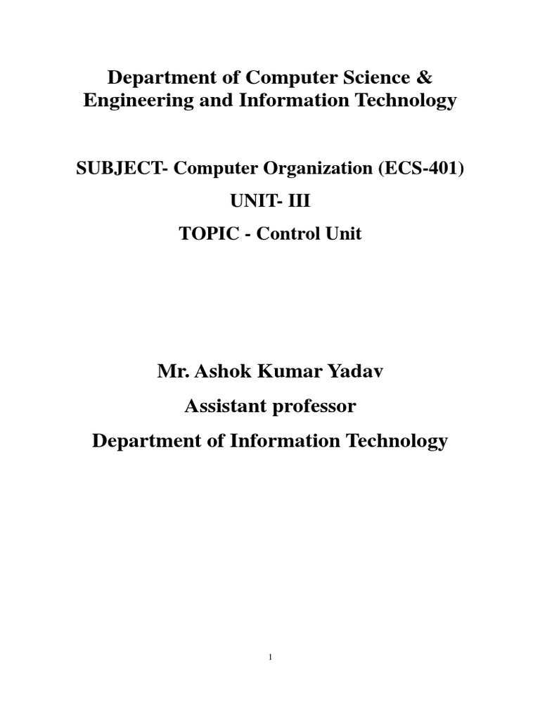 Control Unit PDF Central Processing Unit Input/Output