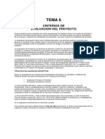 TEMA 6 .- EVALUACION DEL PROYECTO