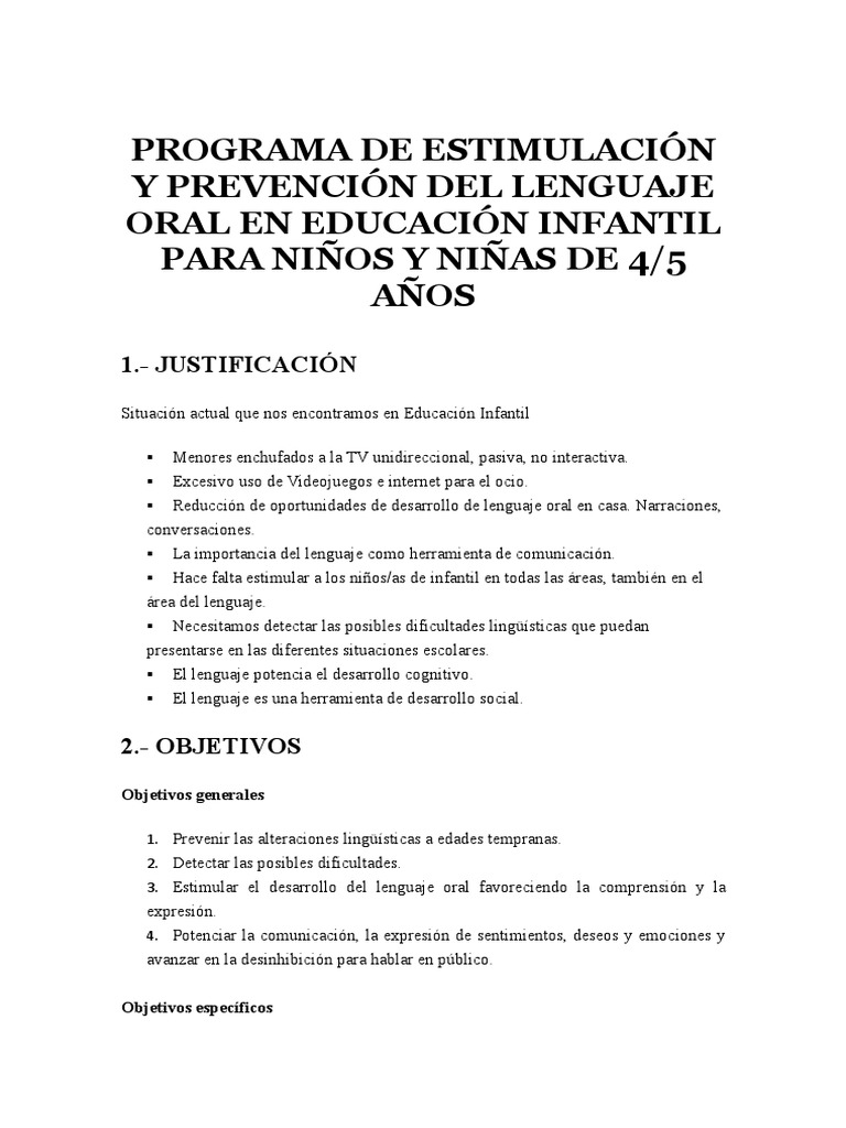 Estimulación del Lenguaje Infantil | PDF | Aquisición de idioma | La ...