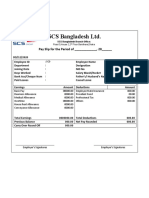 SCS Bangladesh LTD.: Pay Slip For The Period of - , 20