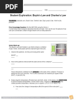 Student Exploration: Boyle's Law and Charles's Law