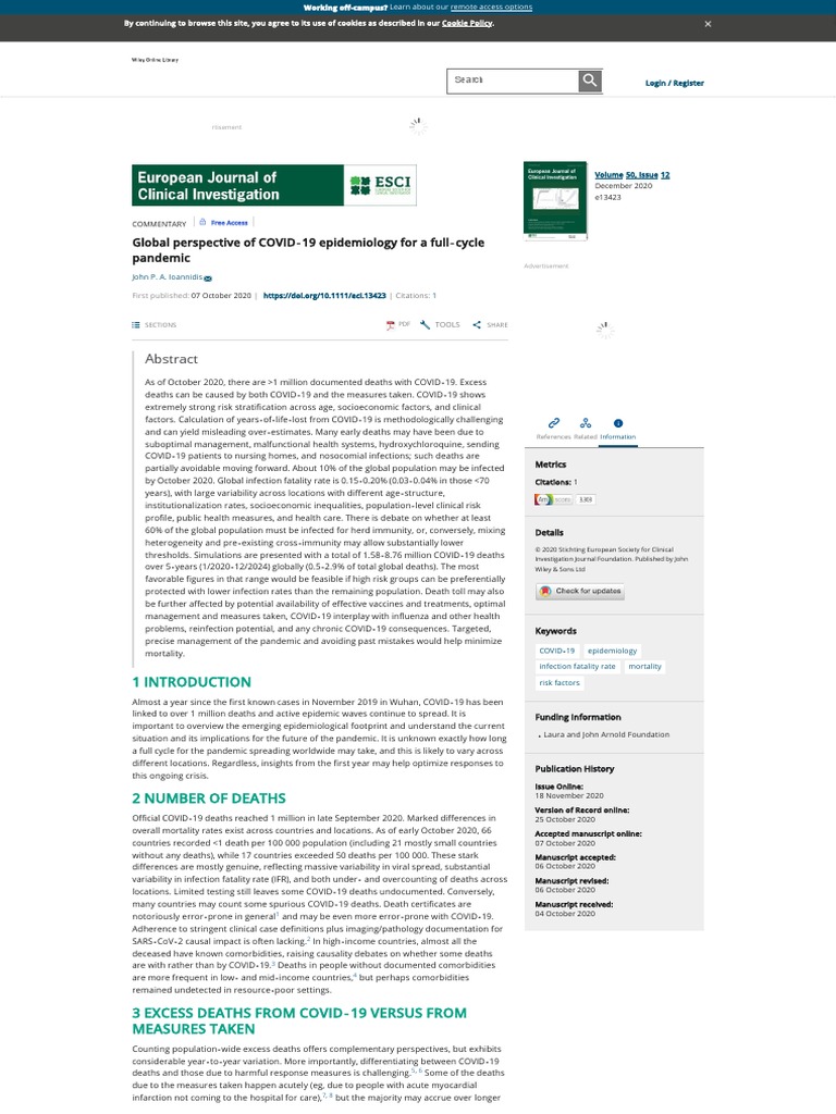 Global Perspective of COVID 19 Epidemiology For A Full Cycle Pandemic ...