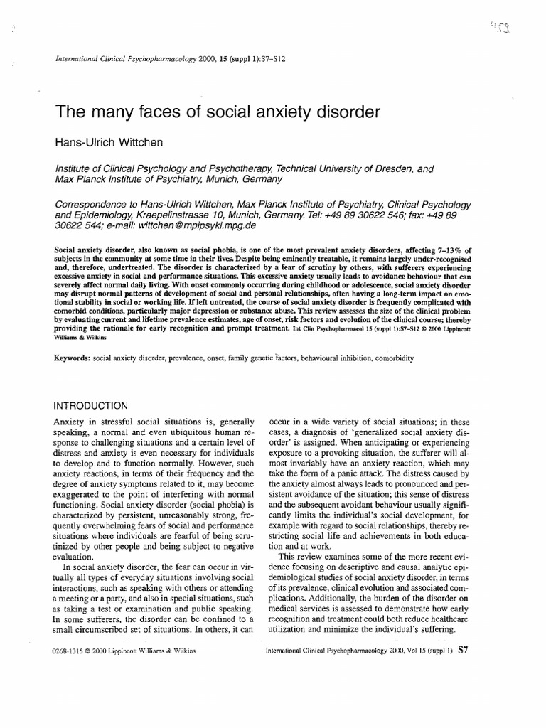 The Many Faces of Social Anxiety PDF | PDF | Mental Disorder | Anxiety ...