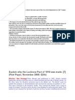 Explain Why The Lucknow Pact of 1916 Was Made. (7) (Past Paper, November 2000: Q3/b)