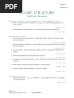 Atomic Structure: Past Papers Questions