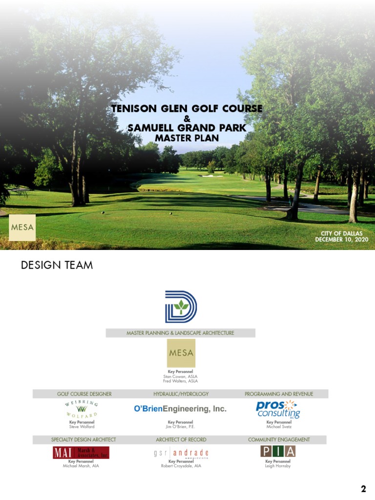 Samuell Grand Tenison Master Plan Highlights PDF Trail Golf Course