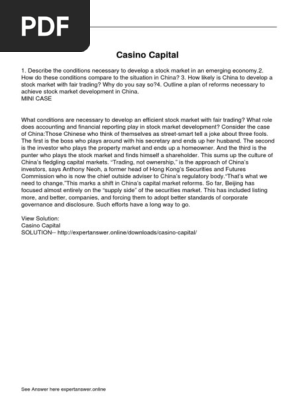 Casino Capital Stock Market Stocks