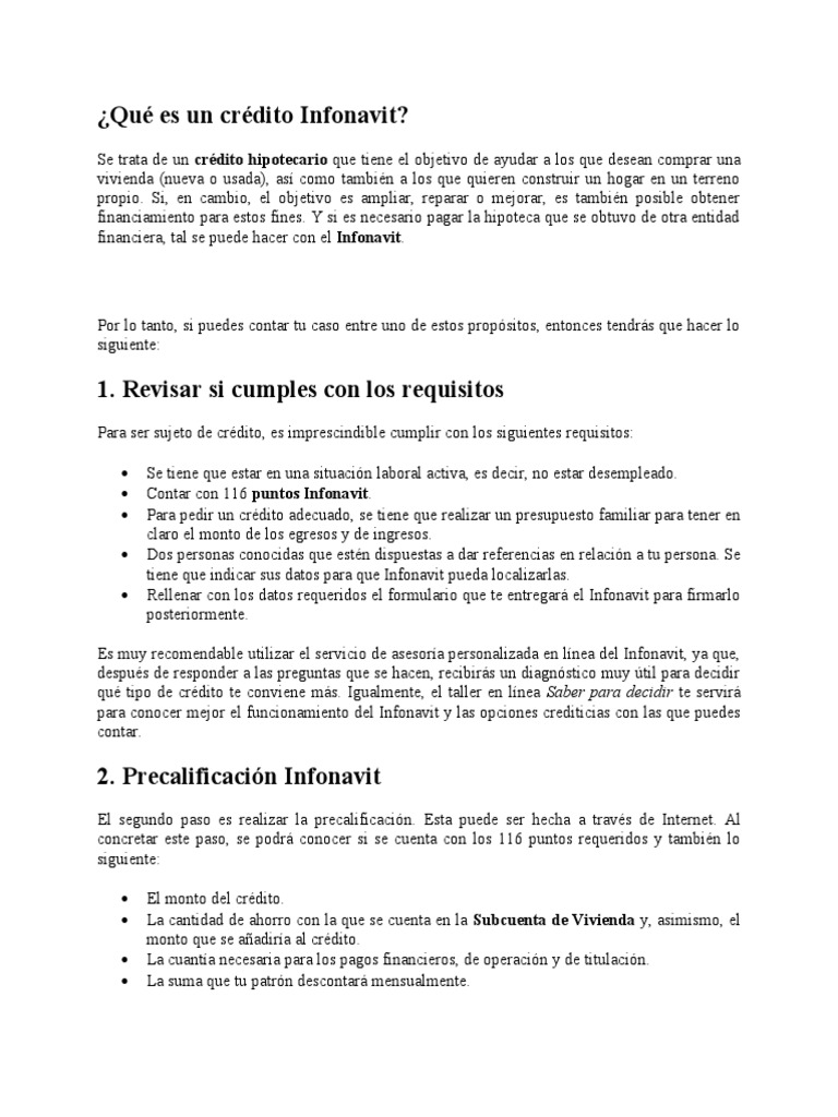 INFONAVIT | PDF | Hipoteca Comercial | Finanzas y dinero