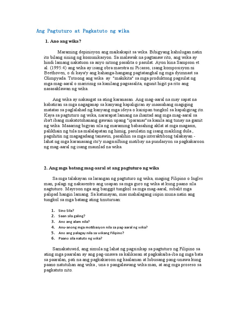 Paano Ba Ang Pagtuturo Ng Wika