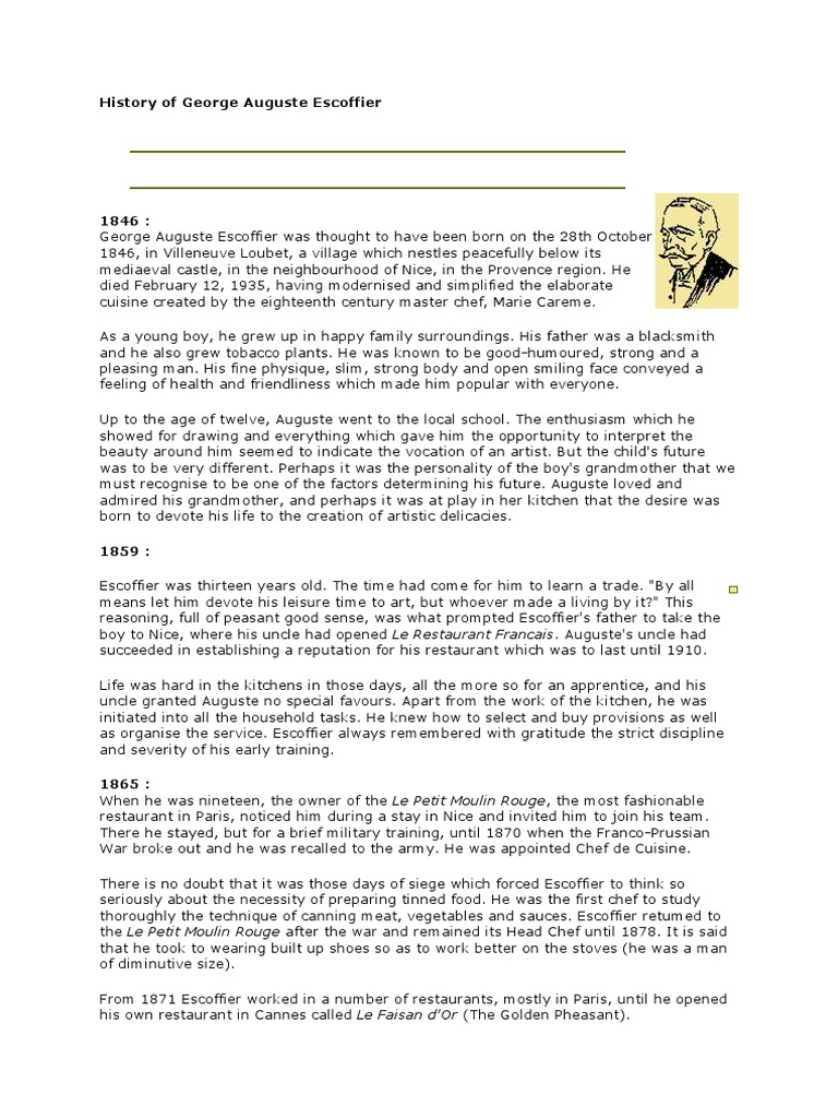 History of Auguste Escoffier 