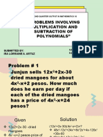 Problems Involving Multiplication and Subtraction of Polynomials