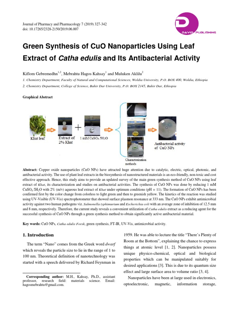 Green Synthesis of CuO Nanoparticles | PDF | Nanoparticle | Nanotechnology
