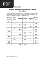 Protons, Neutrons, and Electrons Practice Worksheet