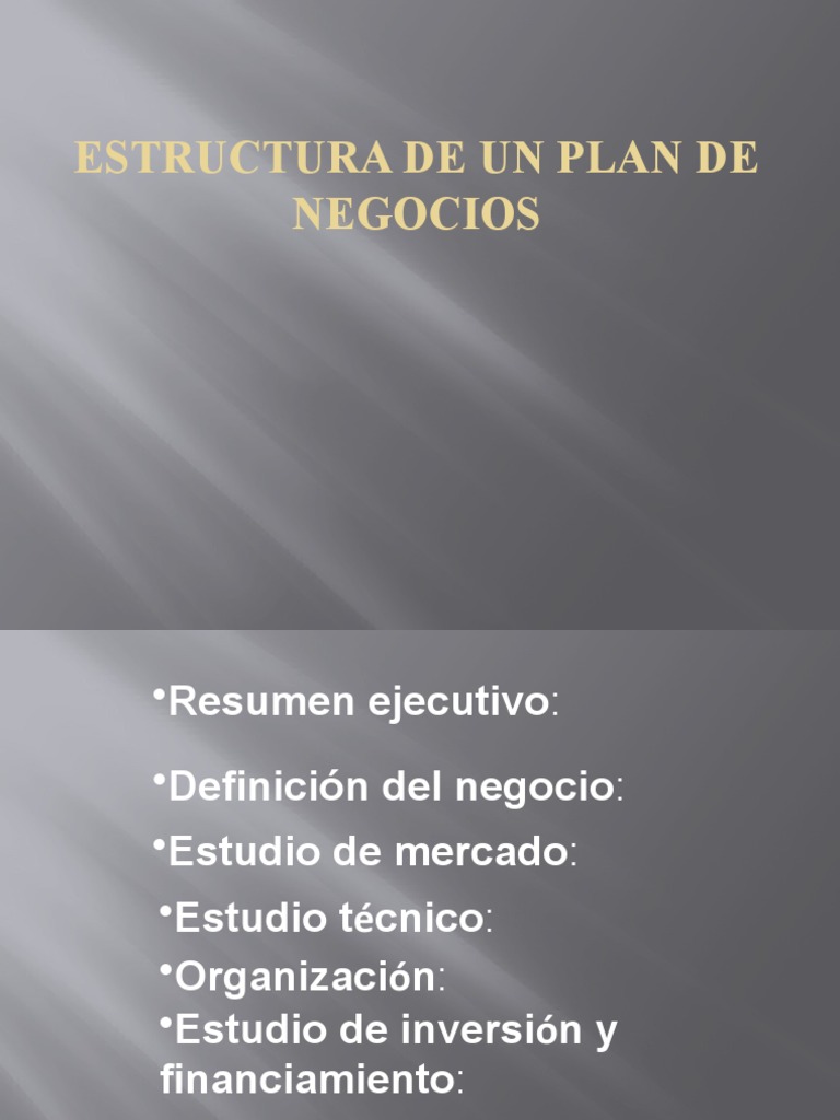 Estructura Clave de un Plan de Negocios | PDF
