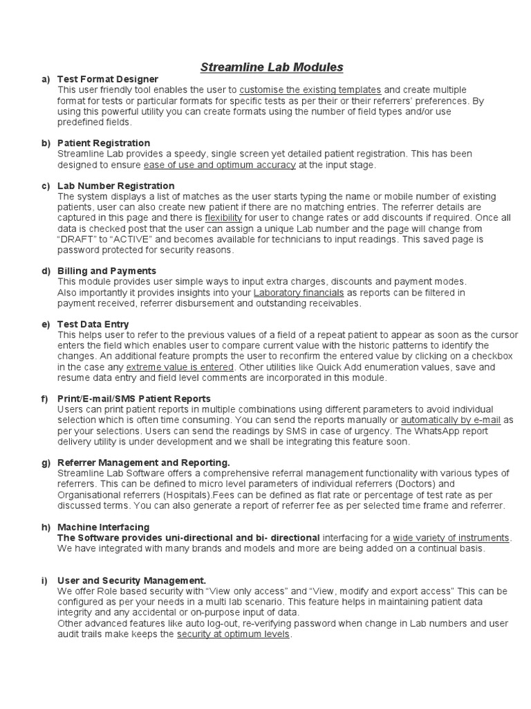 Streamline Lab Management Software Features | PDF | Laboratories ...