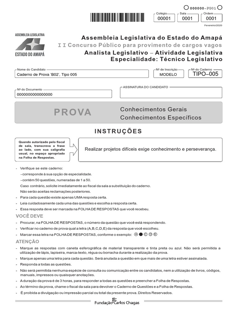 PROVA - AL-AP - Técnico Legislativo | PDF | Governo | Judiciário ...