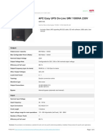 APC Easy UPS On-Line SRV 1000VA 230V: Technical Specifications