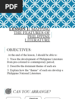 Lesson 1: Mapping: The Features of Philippine Literature