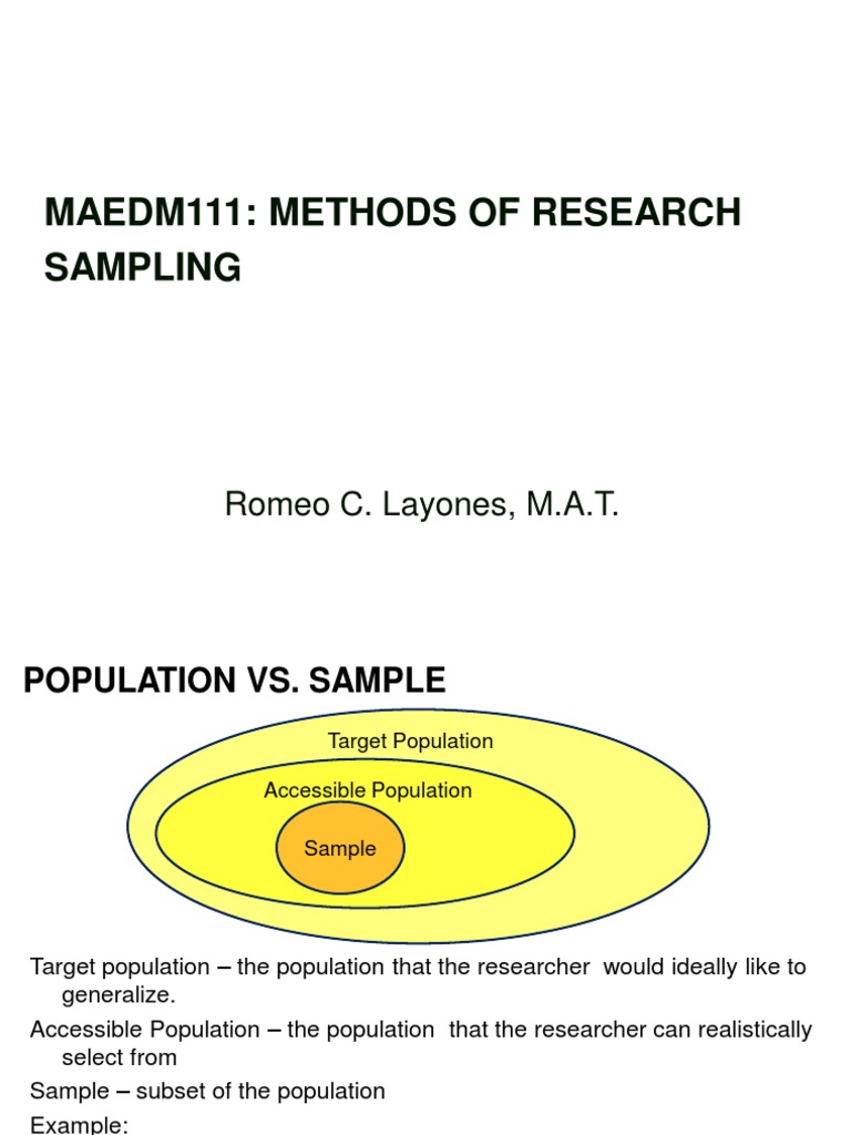 Lesson 6 Sampling Pdf Sample Size Determination Stratified Sampling