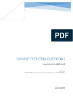 Sample Test Item Questions: Assessment in Learning 1