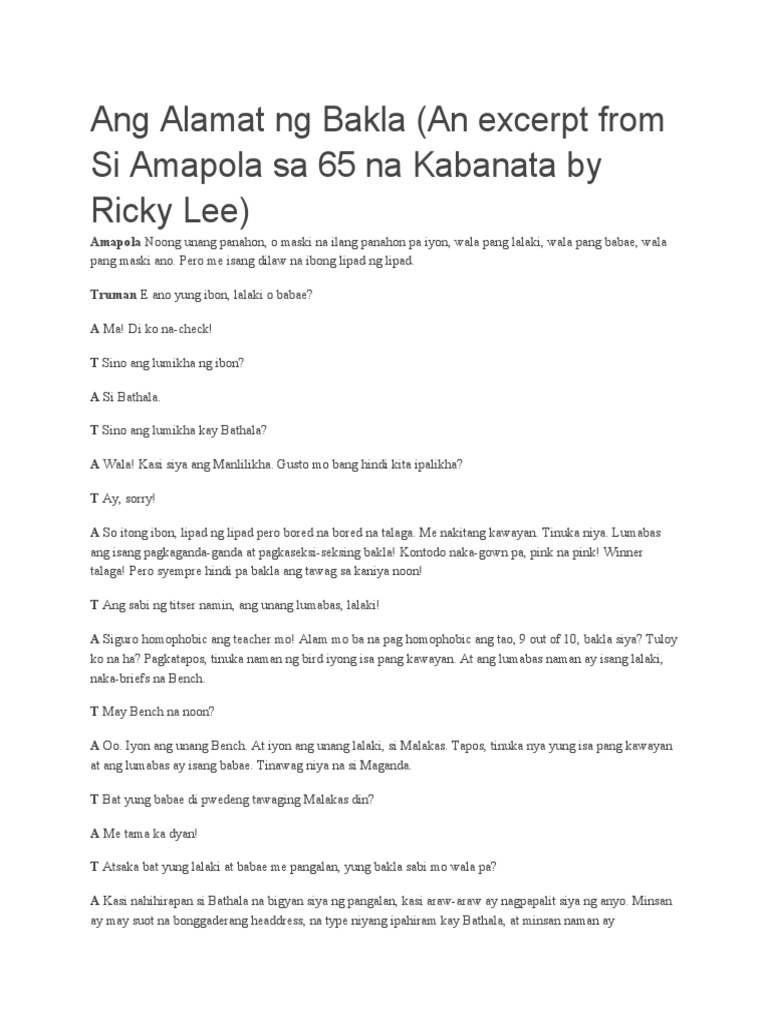 Ang Alamat NG Bakla | PDF