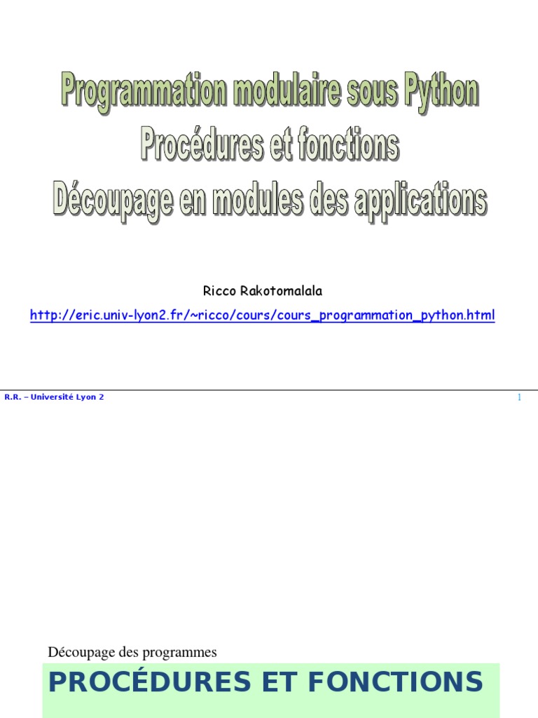 Programmation Modulaire en Python | PDF | Python (Langage de ...