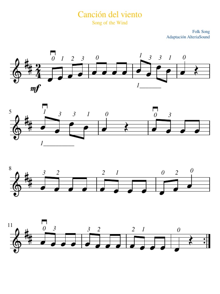 Canción Del Viento Standard PDF | PDF