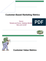 Customer-Based Marketing Metrics: Source: Reinartz and Kumar, Database Marketing Berry and Linhoff