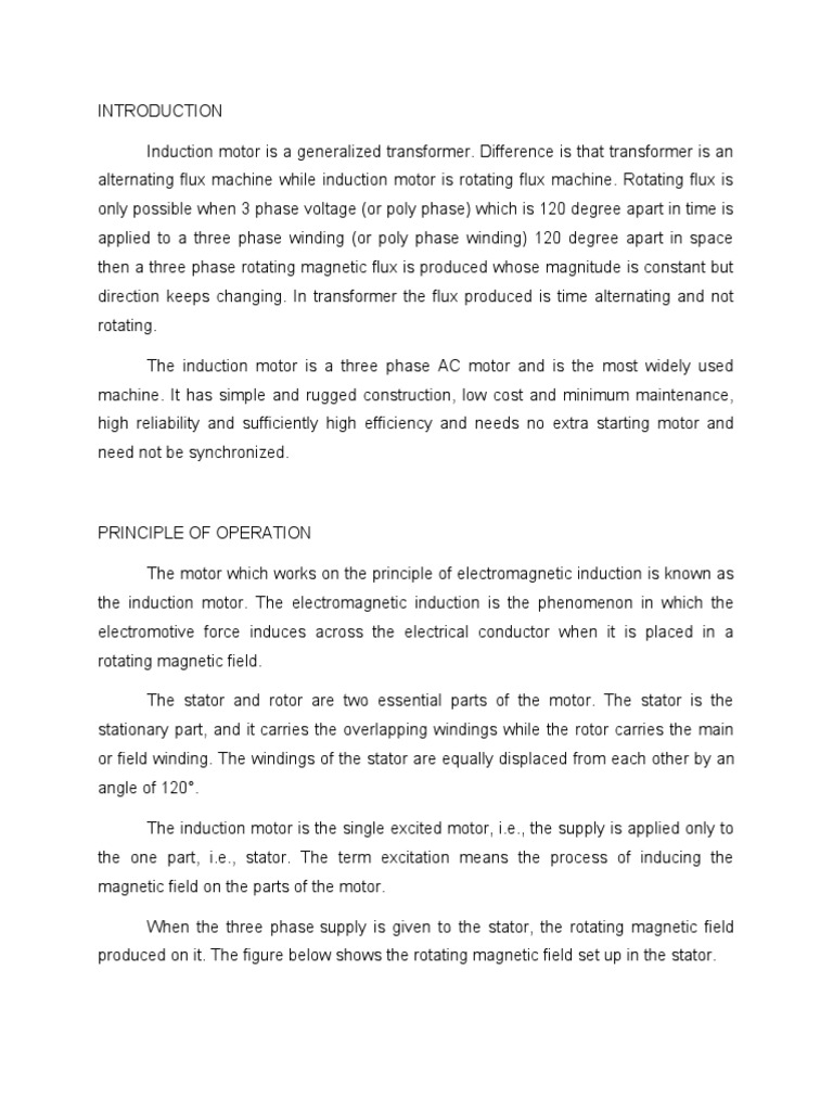 Induction Motor PDF Induction Electric Motor