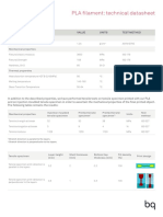 PLA Filament: Technical Datasheet: Property Value Units Test Method