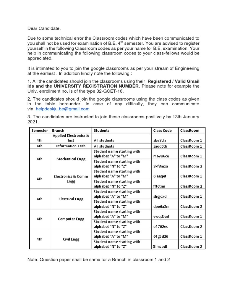 Ids and The UNIVERSITY REGISTRATION NUMBER. Please Note For Example The ...
