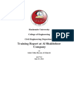 Training Report at Al Shakhsheer Company: Hashemite University College of Engineering Civil Engineering Department