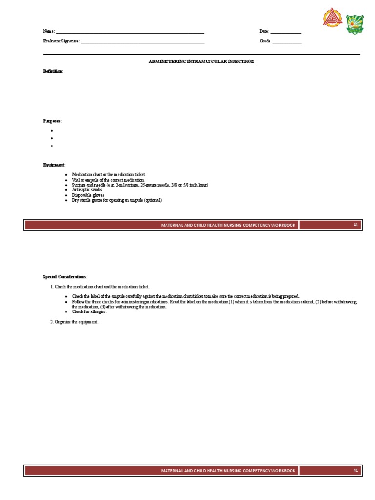 Administering Intramuscular Medications | PDF | Injection (Medicine ...