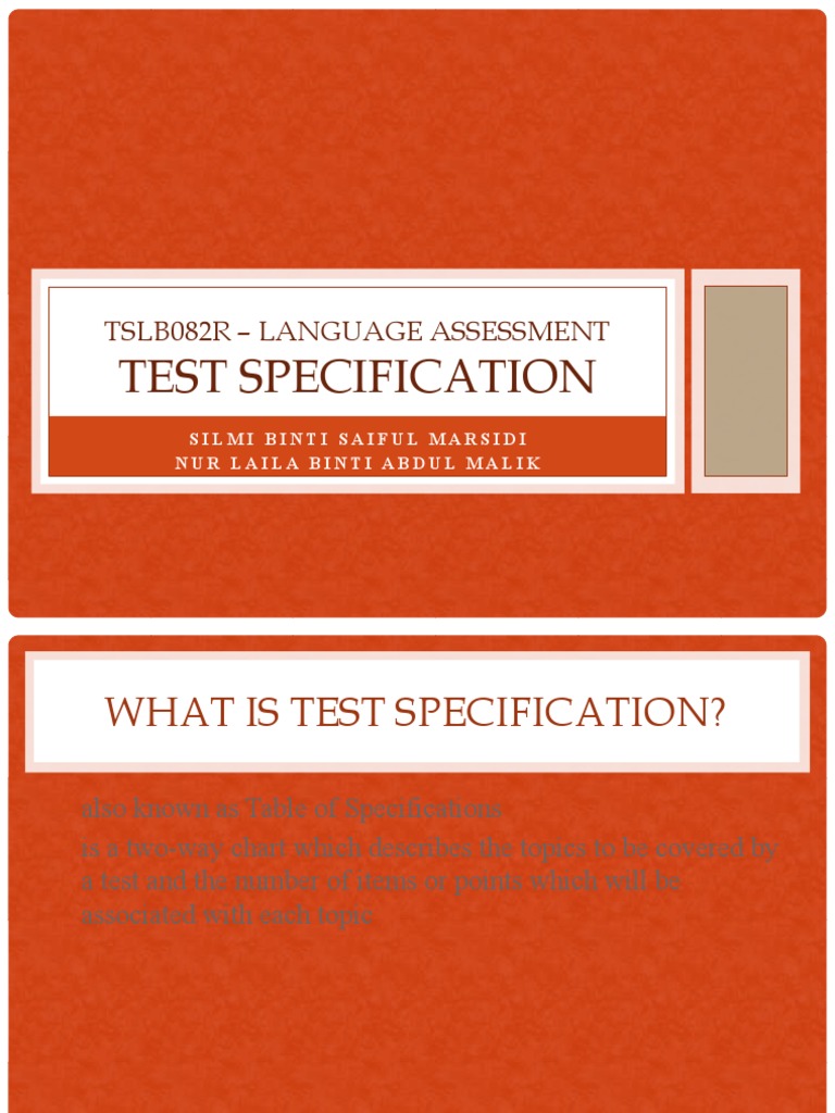 Test Specification Guide for Educators | PDF