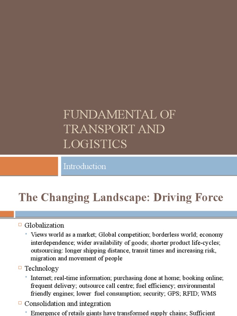 Fundamentals of Transport and Logistics | PDF | Logistics | Supply ...