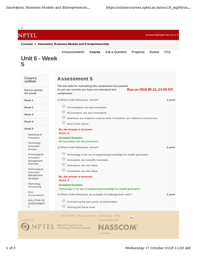Unit 6 - Week 5: Assessment 5 | PDF | Innovation | Business Model