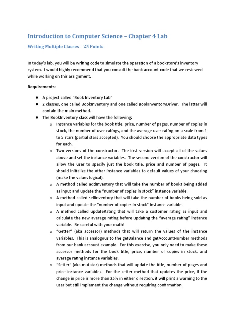 Book Inventory System Lab Guide | PDF | Method (Computer Programming ...