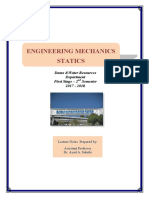 Engineering Mechanics Statics: Dams &water Resources Department First Stage - 2 Semester 2017 - 201 8
