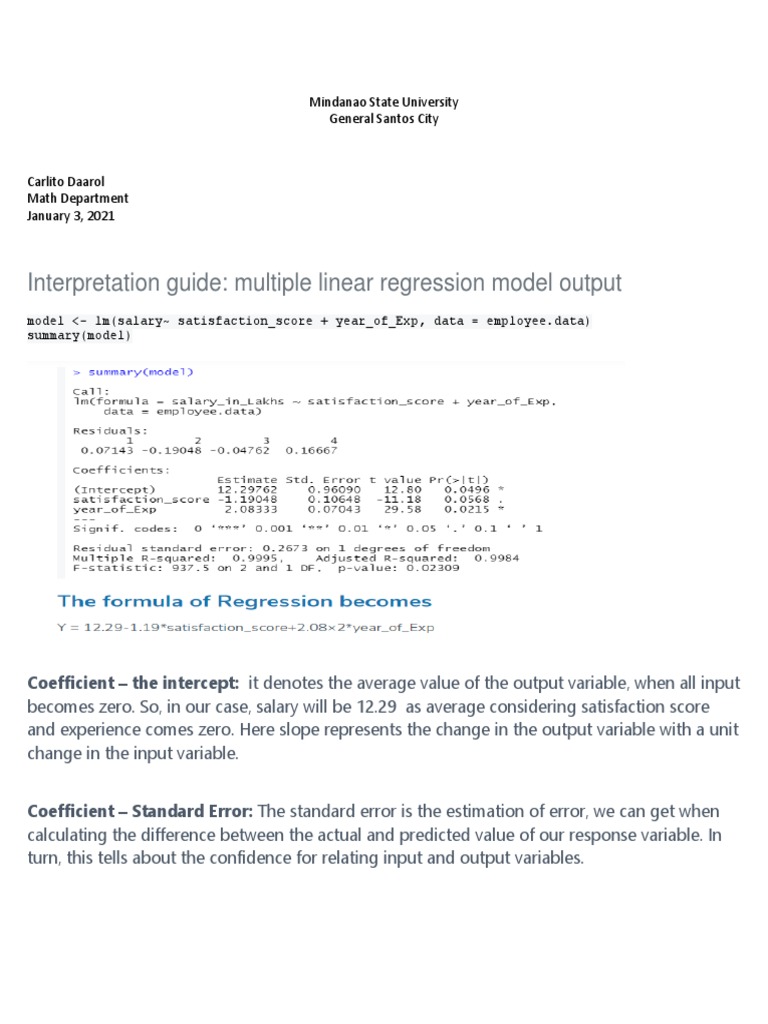 Interpretaation Guide and Overview PDF | PDF | Coefficient Of ...