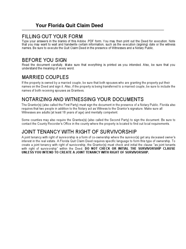 florida quit claim deed form-7-16-20l pdf | pdf | deed
